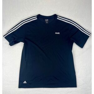 Adidas ClimaLite Coca Cola Black 3 Stripe Athletic Tee Shirt Men's XL